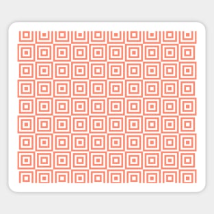 Coral White Geometric Squares Sticker